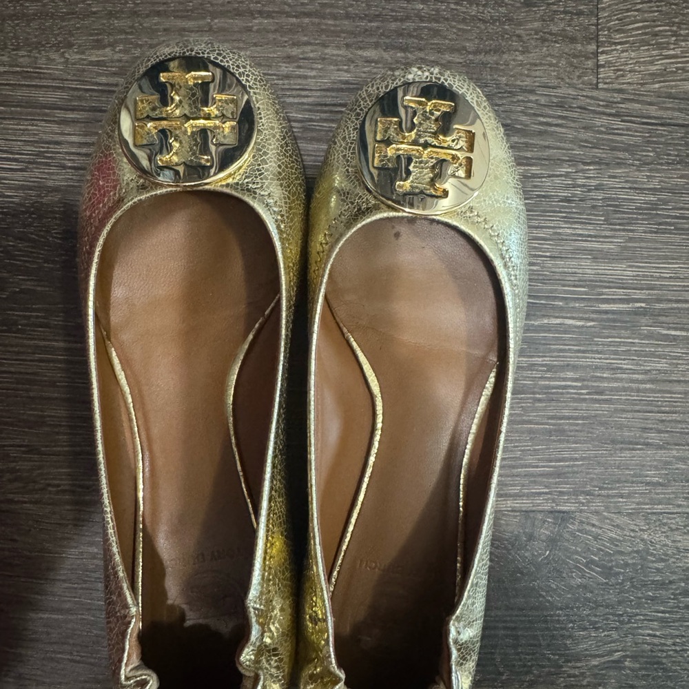 Tory Burch Gold Reva ballet flats